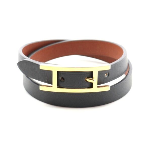 Hermes Ap3 Bracelet Black Leather - Picture 1 of 6